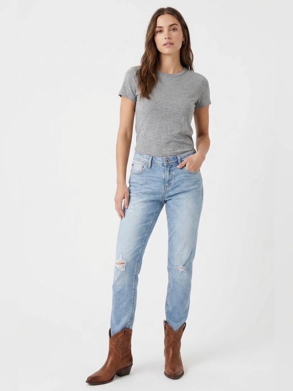 Pilcro and the Letterpress Slim Boyfriend Distressed Jeans Light Wash Size 25